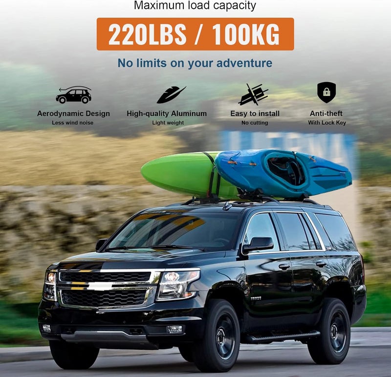 wonderdriver Heavy Duty 220lb Roof Rack Cross Bars Fit for GMC Yukon & Yukon XL, Chevy Suburban & Tahoe 2015-2020, Cadillac Escalade & Escalade ESV, Chevrolet Aluminum Crossbar Rooftop Cargo Carrier - Image 4